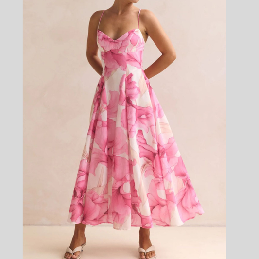 Floral Print Spaghetti Strap Midi Dress
