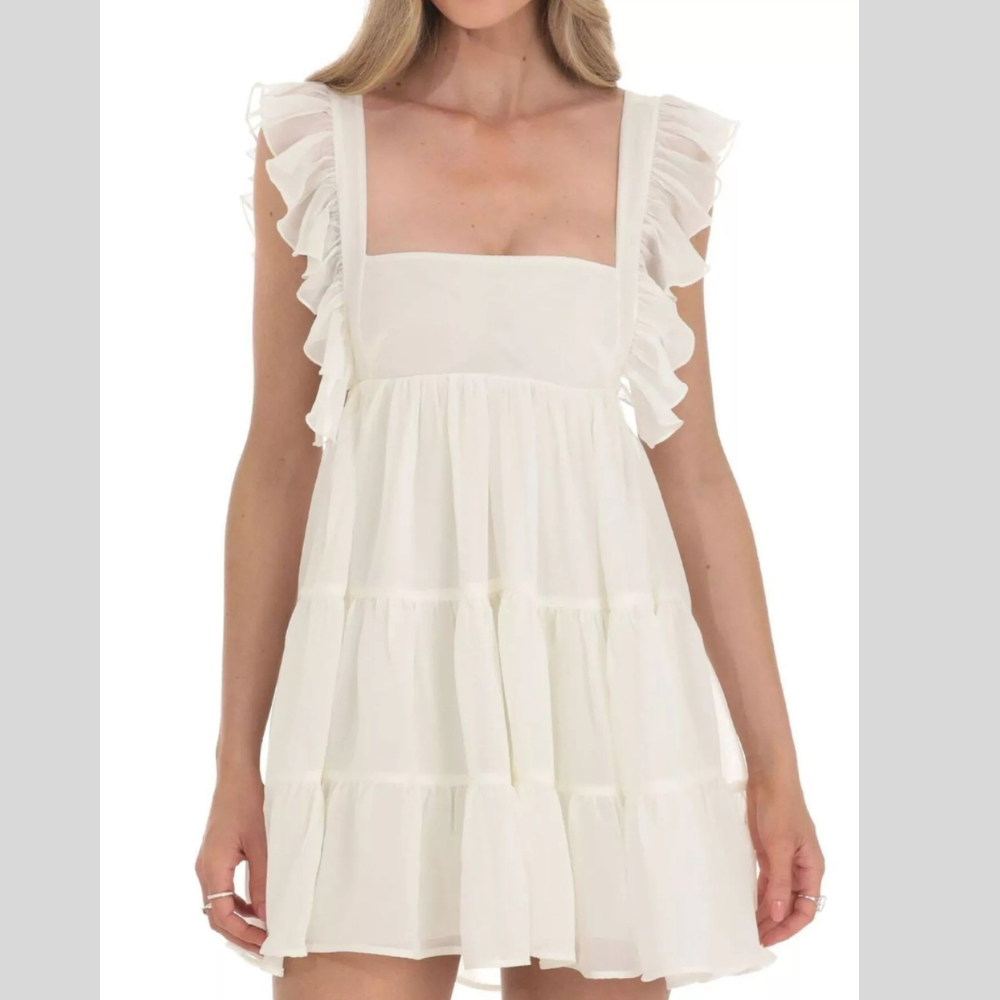 Ruffled Square Neck Tiered Dress