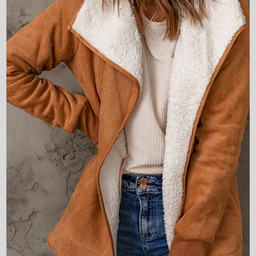 Open Front Long Sleeve Sherpa Jacket