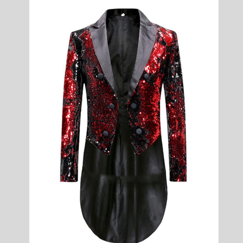 Men's Sequin Long Sleeve Tuxedo Blazer