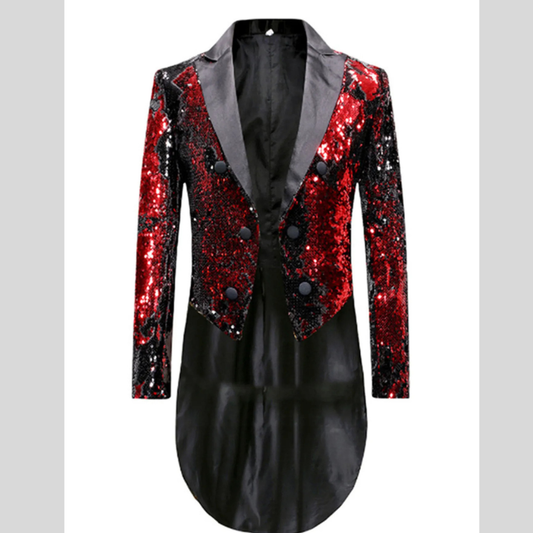 Men's Sequin Long Sleeve Tuxedo Blazer