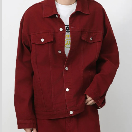 Men's Button Up Dropped Shoulder Denim Jacket