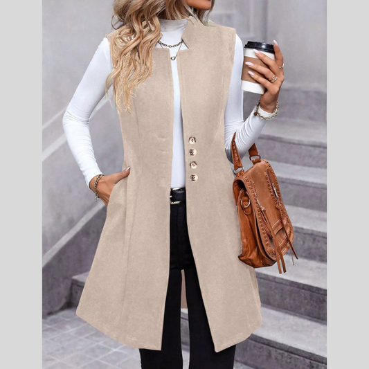 Button-Down Longline Vest Coat