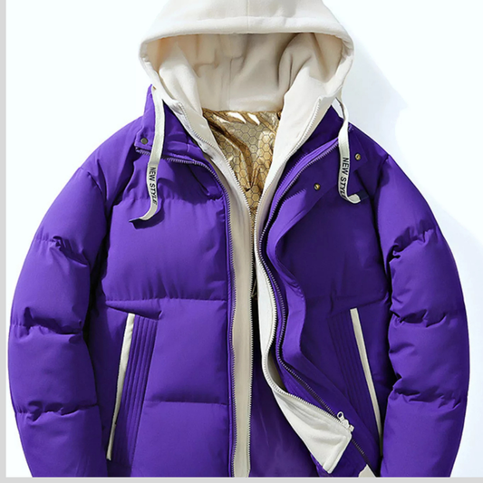Men's Full Size Two-Tone Hooded Puffer Jacket Plus Size