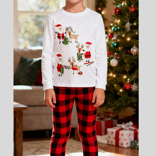 Children's Christmas Santa & Reindeer Pajama Set