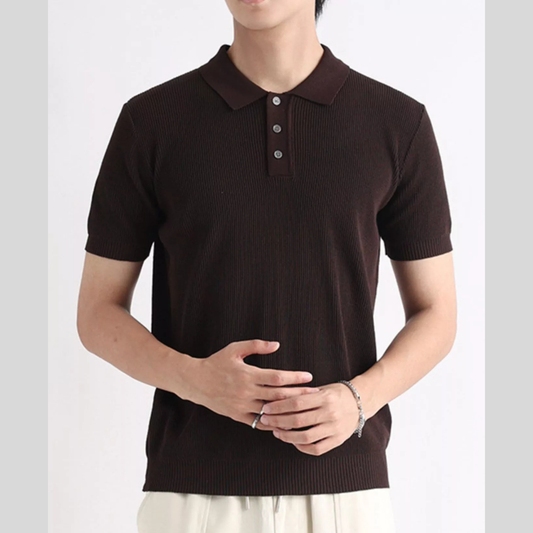 Men's Plus Size Ribbed Knit Slim Fit Polo