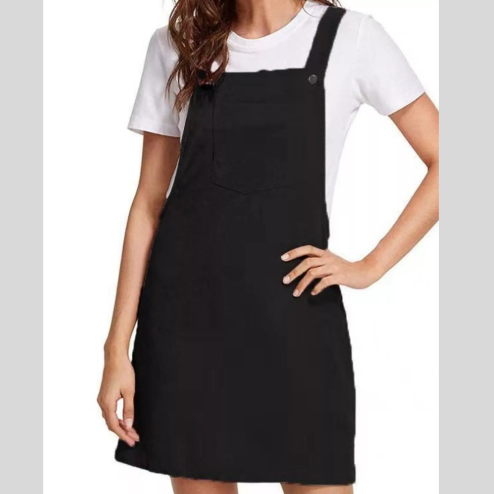 Corduroy Wide Strap Overall Dress