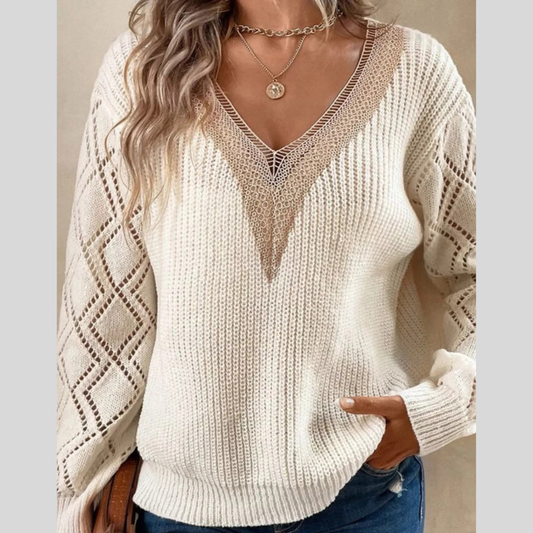 V-Neck Openwork Sweater