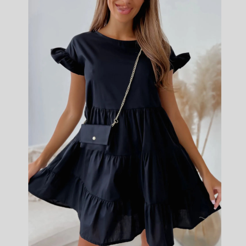 Ruffle Sleeve Tiered Swing Dress