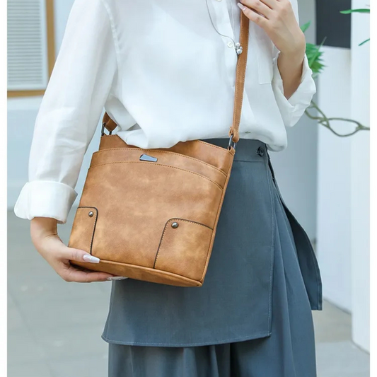 Retro Multi-layer PU Bag Women's Simple High-grade Crossbody