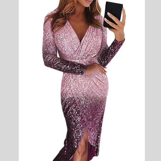 Dinner Party Dress Ladies Shining Evening Party Skirt Gown