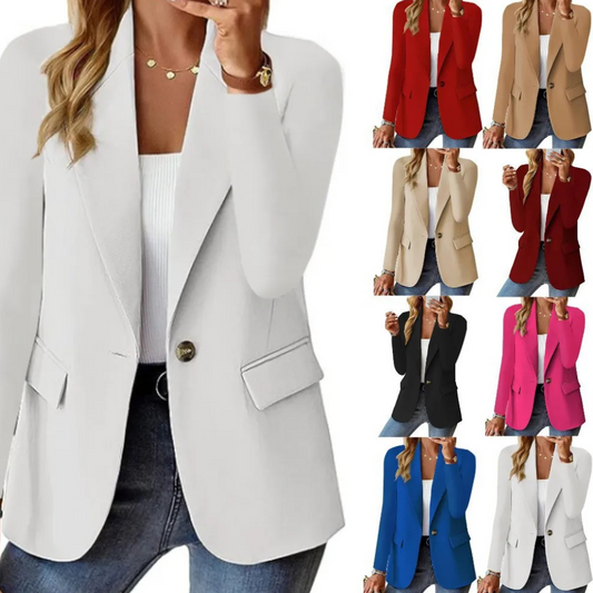 Ins Lapel Button Jacket Fashion Commuter Casual Suit Jacket Women's Long-sleeved Tops Outwear Clothing