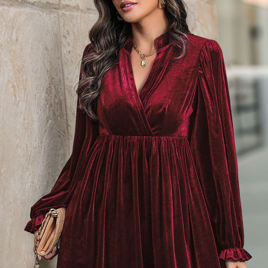 Perfee Ruched Surplice Long Sleeve Mini Dress