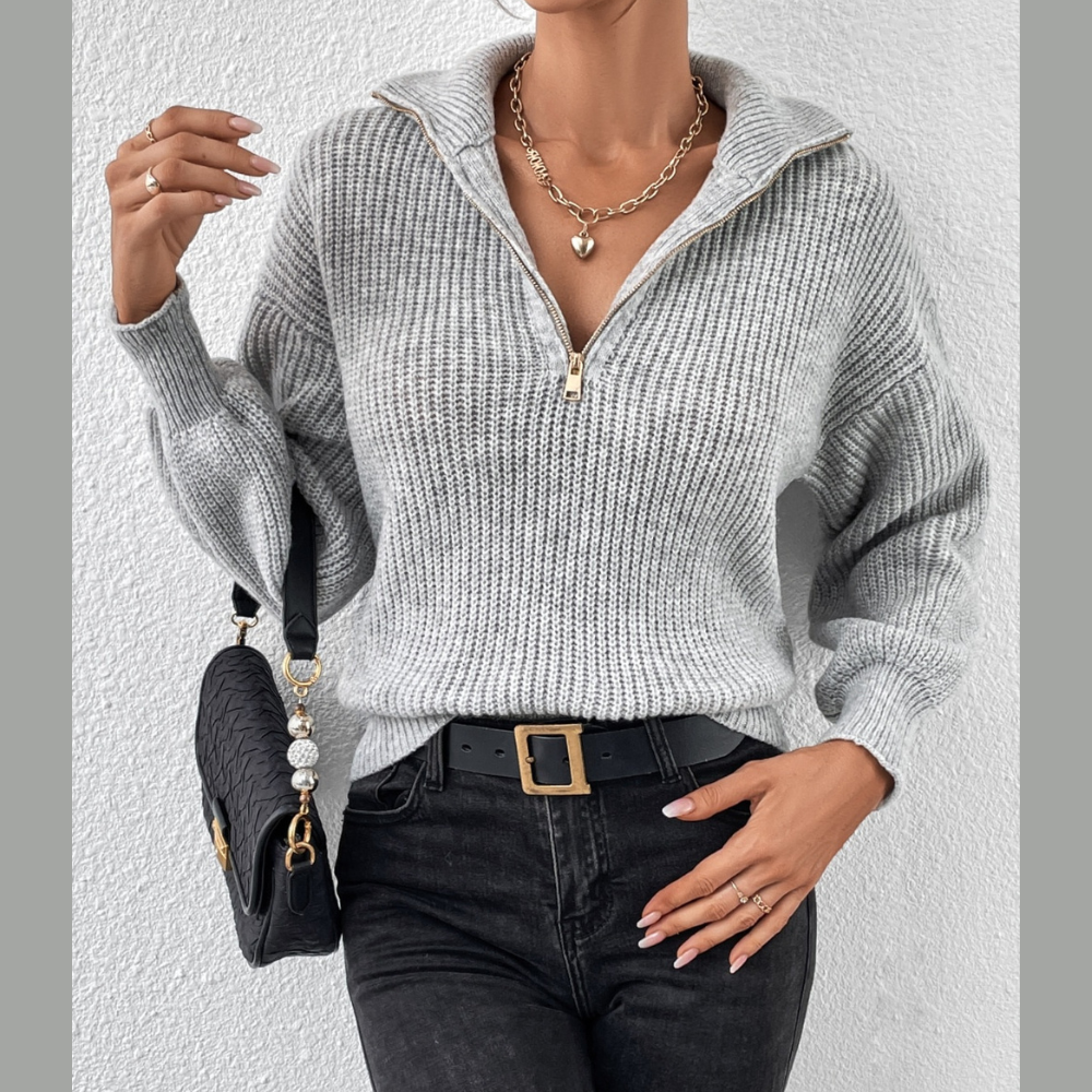 Honey Half Zip Dropped Shoulder Sweater