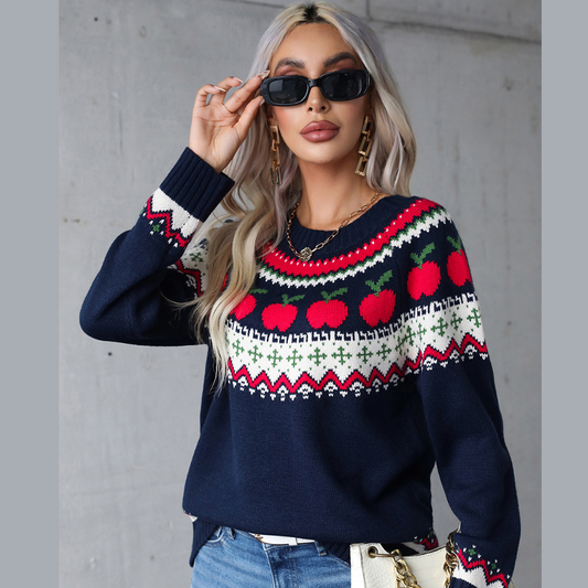 Angel Wings Graphic Round Neck Long Sleeve Sweater