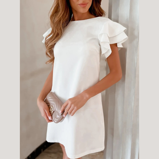 Ruffled Layered Short Sleeve Mini Dress