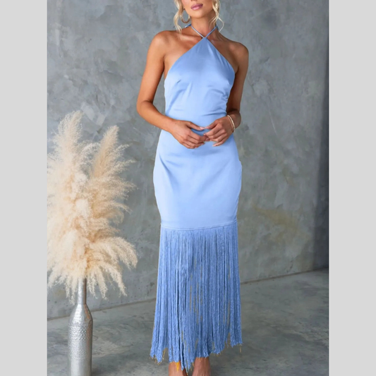 Fringe Halter Neck Dress