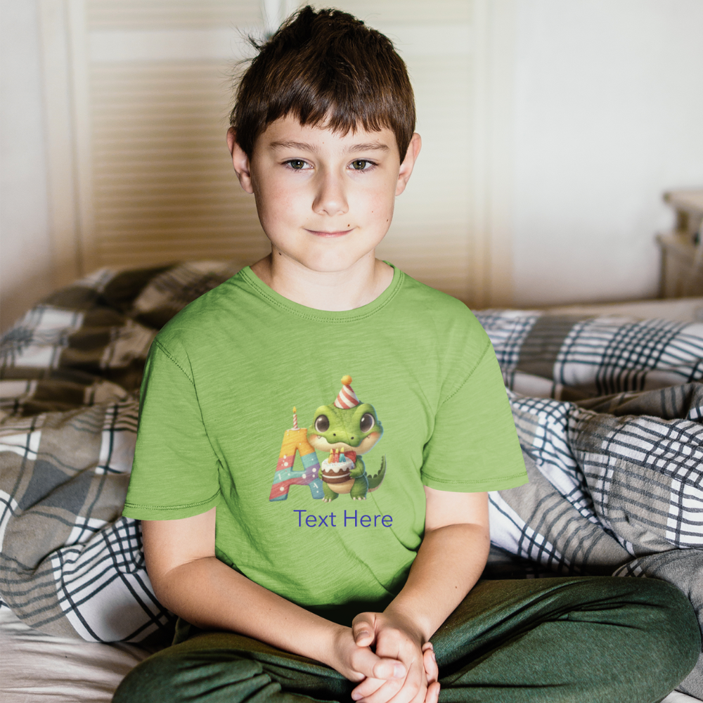 Kids Heavy Cotton™ Tee-Personalize With Cute  Animal Letters