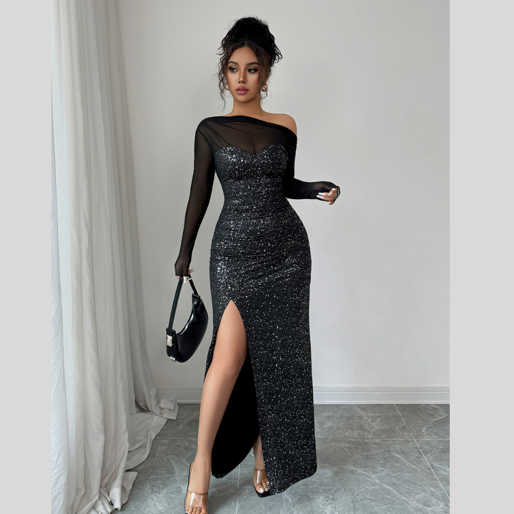 Elegant Graceful Style Tube Top Long Sleeve Dress Dress Women's Clothing