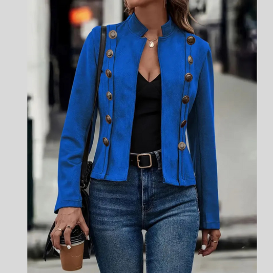 Double-row Metal Buckle Deerskin Velvet Retro Long-sleeved Coat