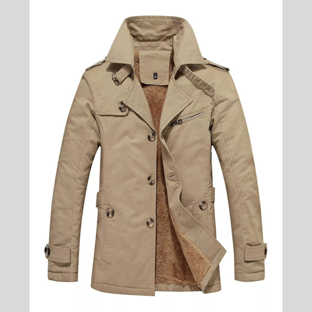 Men's Plus Size Button Up Long Sleeve Coat