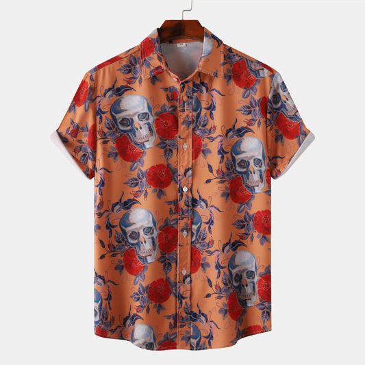 Men's Full Size Printed Short Sleeve Casual Shirt Plus Size