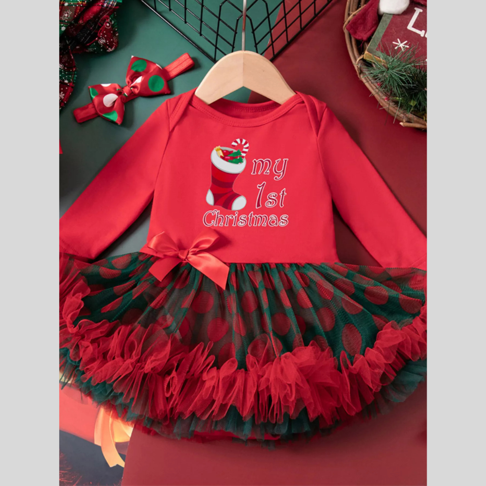 Children's Christmas Stocking Tulle Ruffle Dress