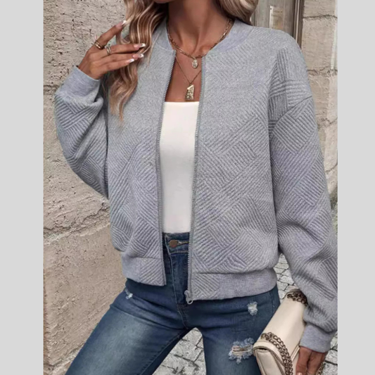 Textured Knit Zip-Up Jacket