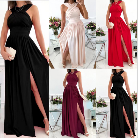 Summer Sleeveless Neck Hanging Back Dress
