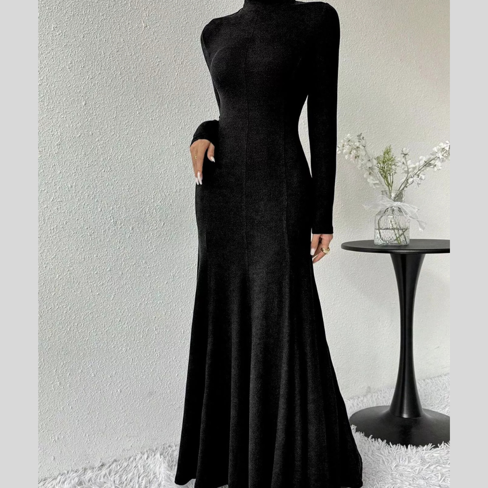 Turtleneck Long Sleeve Maxi Mermaid Dress