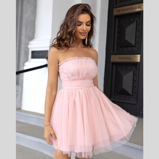 Women's Tube Top Mesh Graceful Bow Pettiskirt Dress