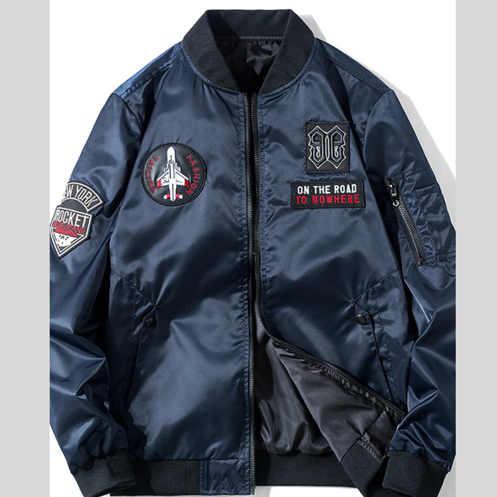 Men's Plus Size Zip Up Long Sleeve Bomber Jacket