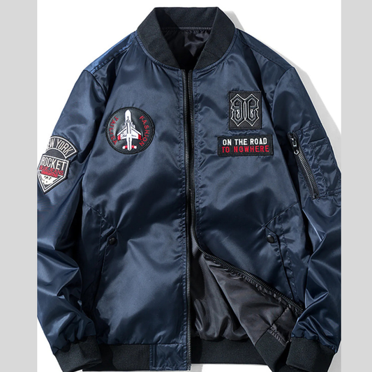Men's Plus Size Zip Up Long Sleeve Bomber Jacket