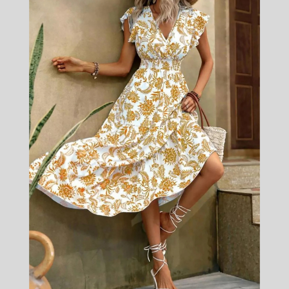 Floral Print Casual Midi Dress