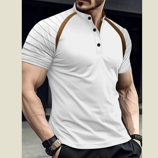 Full Size Men's Button Accent Polo Tee – Short Sleeve