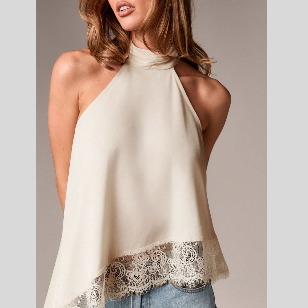Halter Neck Lace Trim Cami