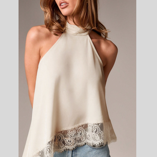 Halter Neck Lace Trim Cami