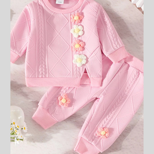 Children's Floral Applique Top and Pants Set
