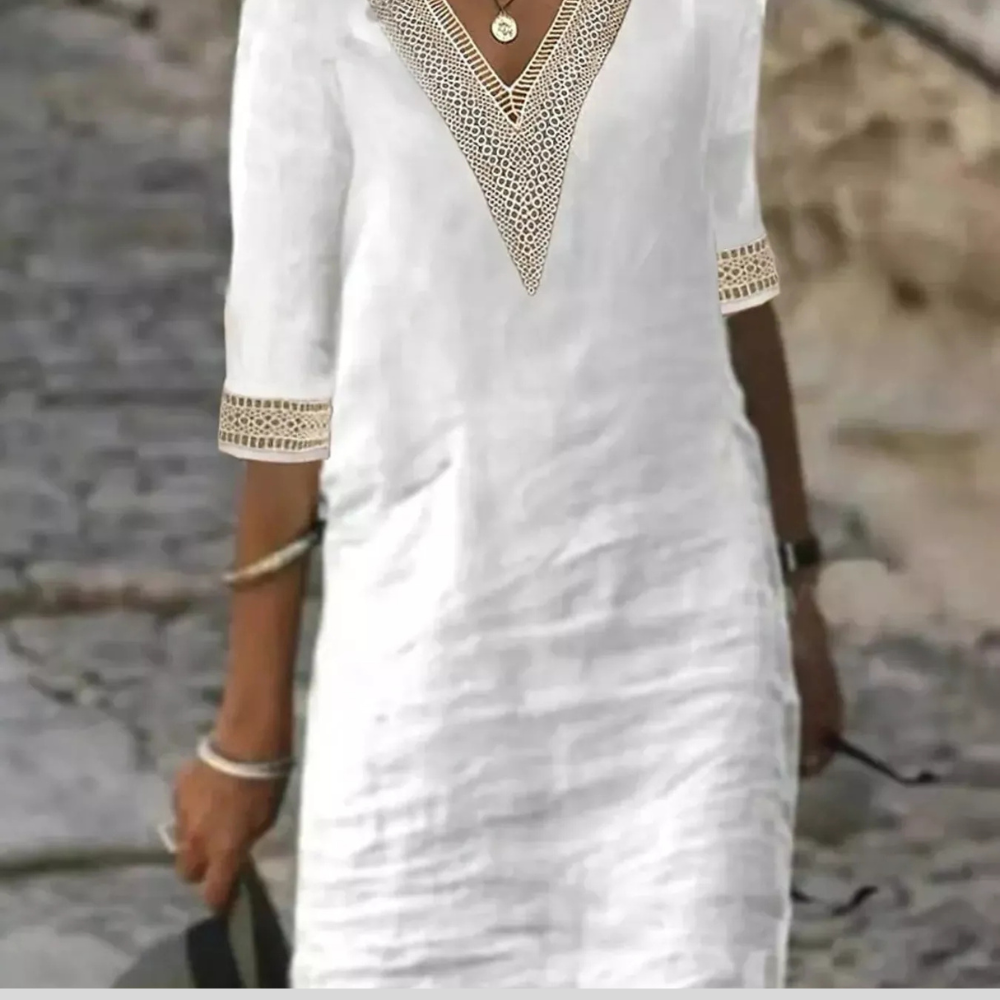 Full Size V-Neck Half Sleeve Dress Plus Size