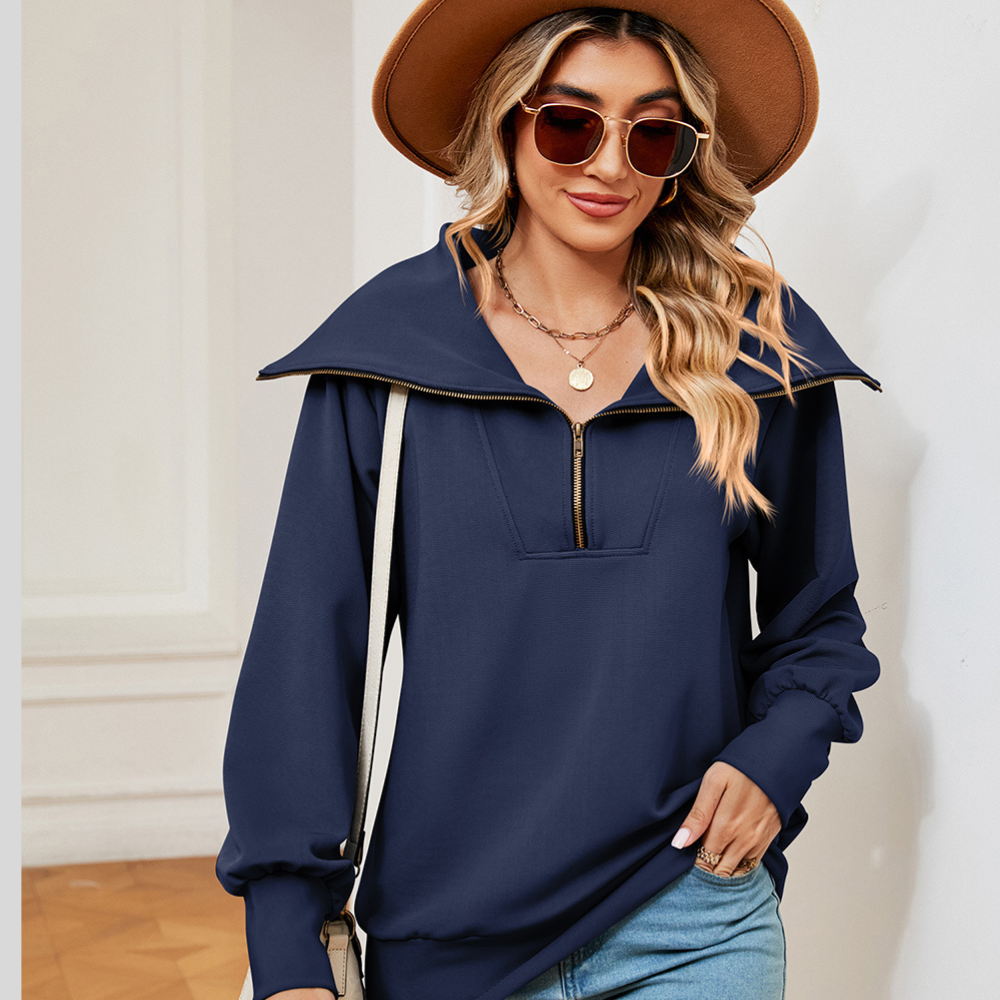 Half-Zip Collared Sweatshirt