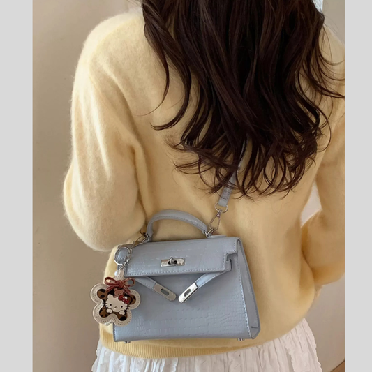 Croc-Embossed Top-Handle Crossbody Bag