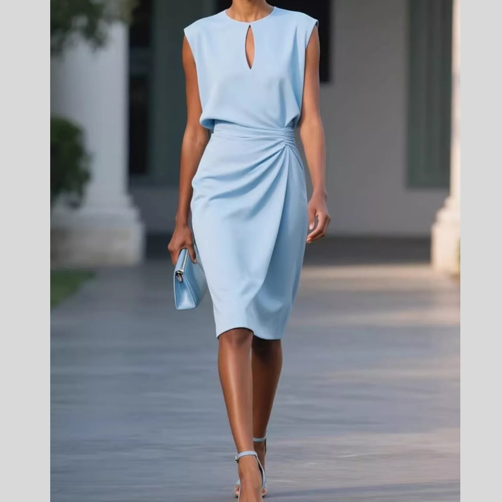 Ruched Waist Sleeveless Dress