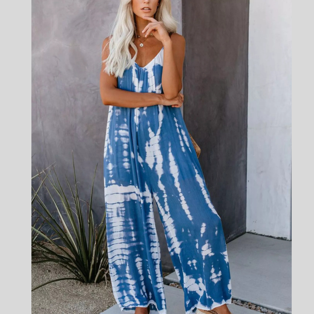 Full Size Tie-Dye Wide Leg Jumpsuit Plus Size