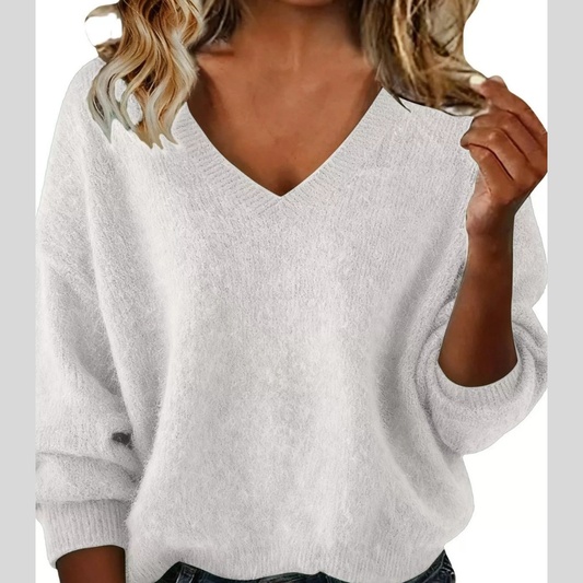 Full Size V-Neck Dropped Shoulder Sweater Plus Size