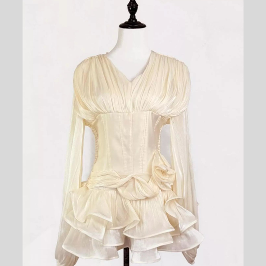 Ruffled Long Sleeve Mini Dress