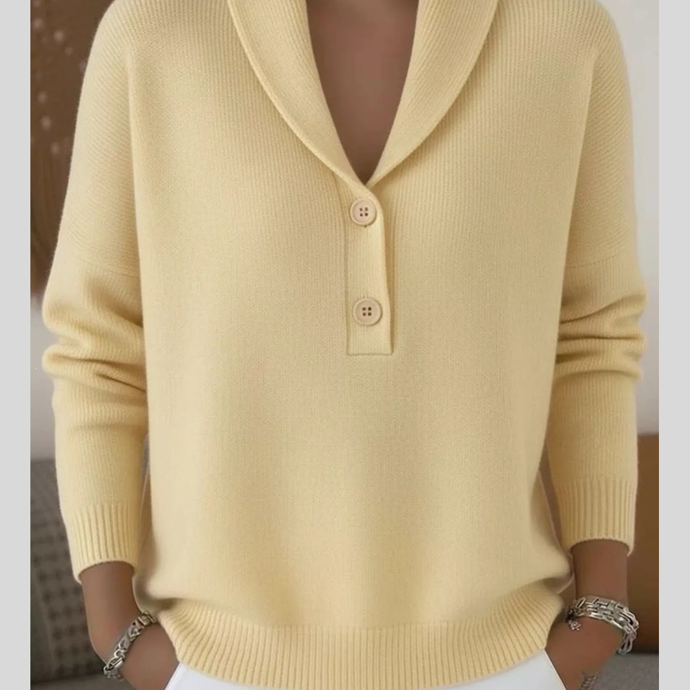 Full Size Button Detail Long Sleeve Sweater Plus Size