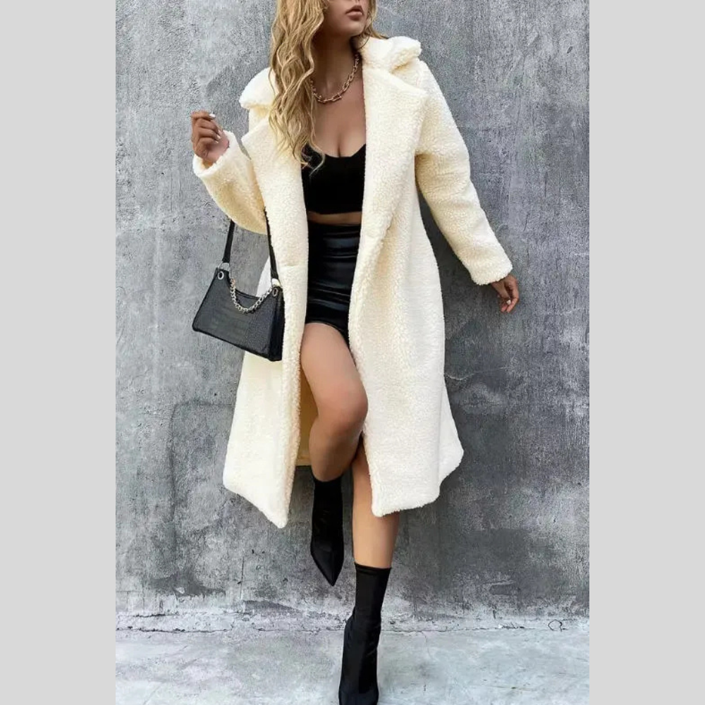 Elegant Double Breasted Lapel Loose And Warm Long-cut Coat