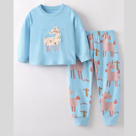 Children's Unicorn Print Long Sleeve Top and Pants Set