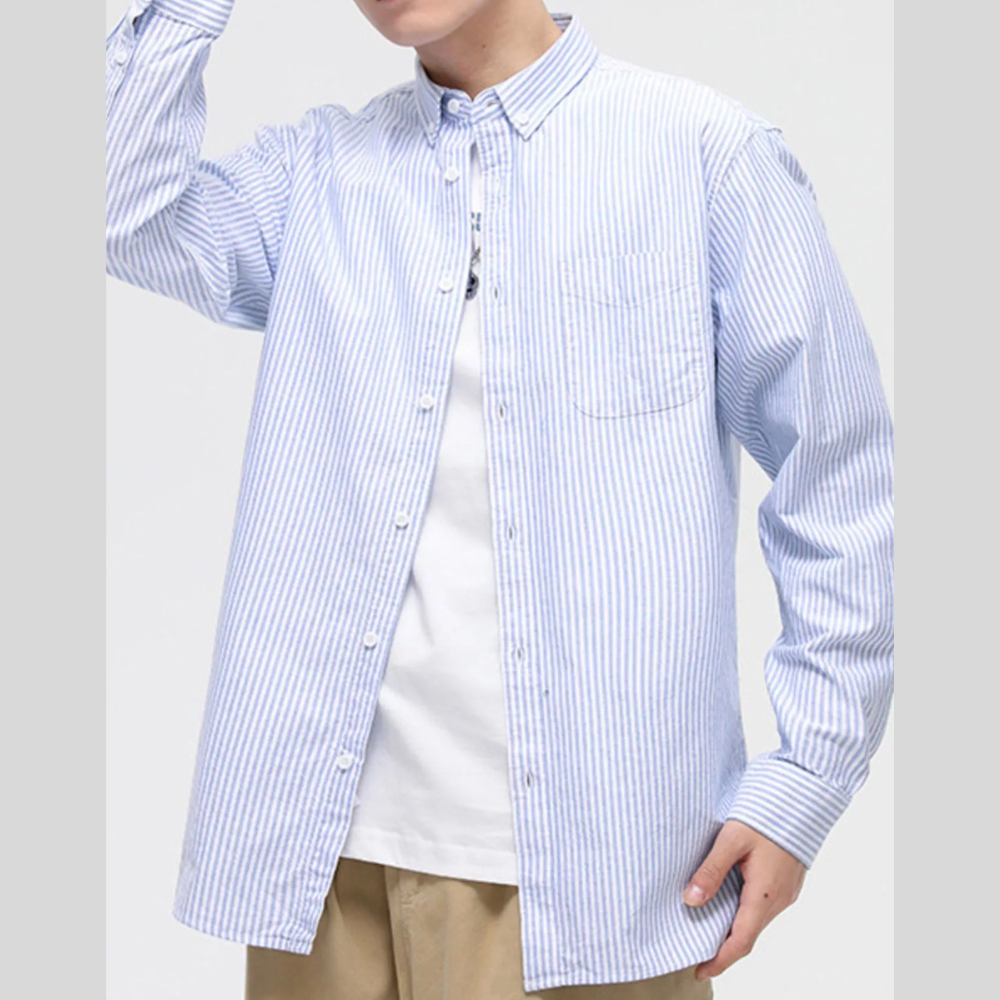 Men's Full Size Striped Button-Down Shirt Plus Size