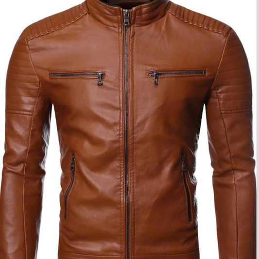 Men's Plus Size Zip Up Motorcycle Jacket